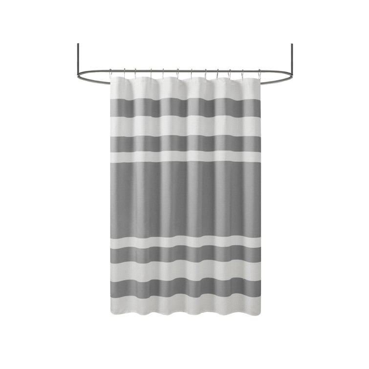 Charcoal and White Waffle Weave Fabric Shower Curtain, 72x72