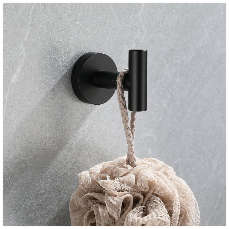 Matte Black Metal Bathroom Hardware Accessories Set, 5 Pieces
