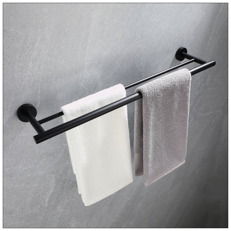 Matte Black Metal Bathroom Hardware Accessories Set, 5 Pieces