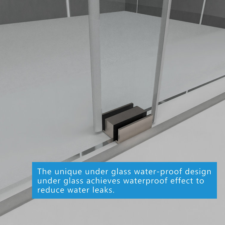 60" Frameless Brushed Nickel Sliding Shower Door with Clear Glass