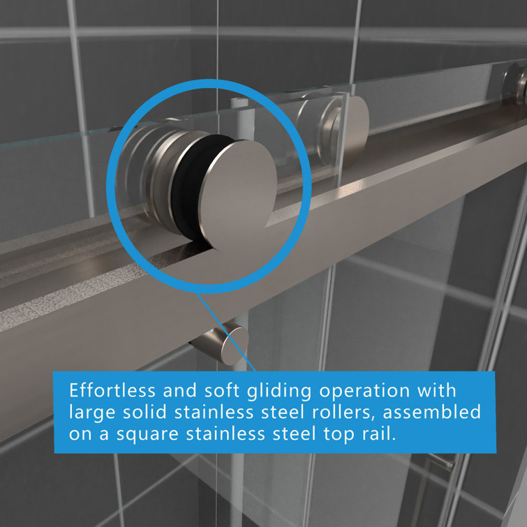 60" Frameless Brushed Nickel Sliding Shower Door with Clear Glass