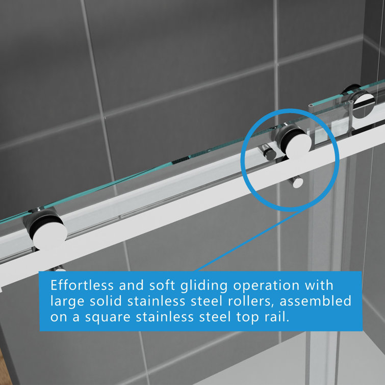 Chrome Frameless Double Sliding Shower Door with Clear Tempered Glass
