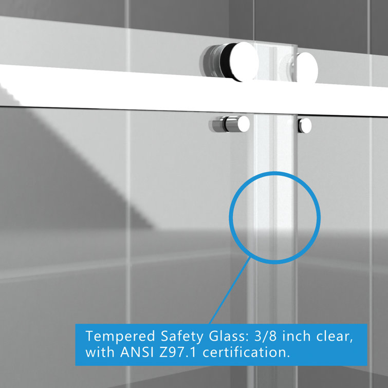 Chrome Frameless Double Sliding Shower Door with Clear Tempered Glass