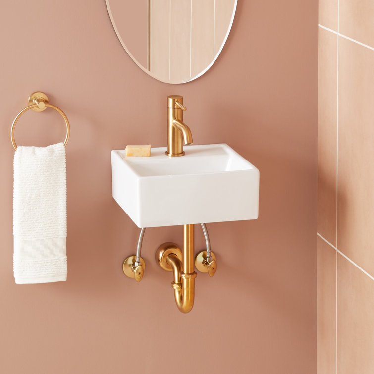 Kaisy 13" White Ceramic Wall-Mount Bathroom Sink with Overflow