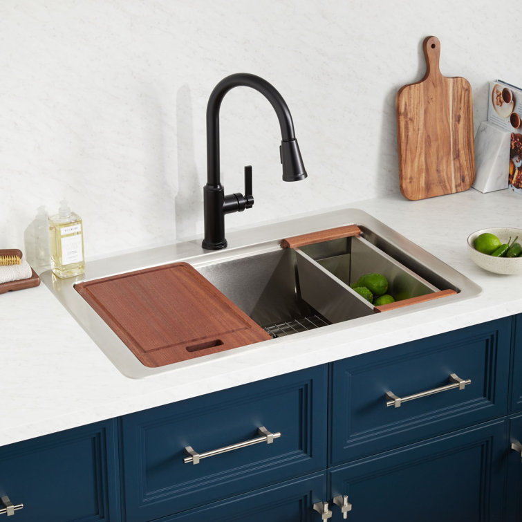 Melbrook 33" Stainless Steel Drop-In Workstation Sink