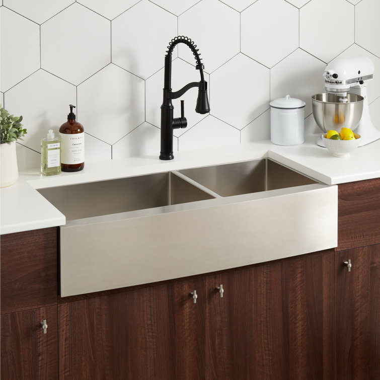 Fournier 42" Stainless Steel Double Basin Farmhouse Sink