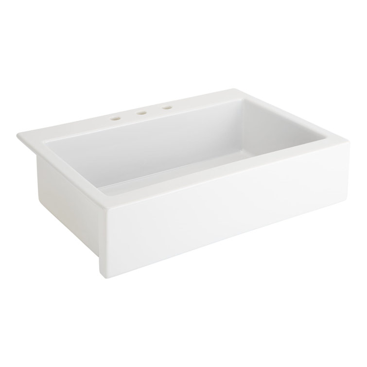 White Fireclay Farmhouse Apron Kitchen Sink, 34"