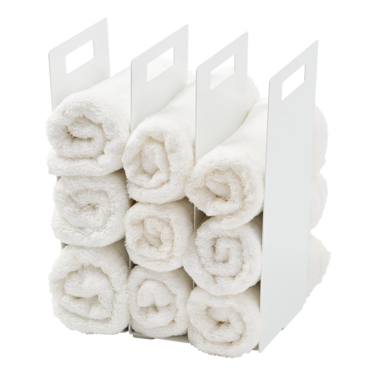 White Steel Interlocking Towel Storage Organizer with Handles