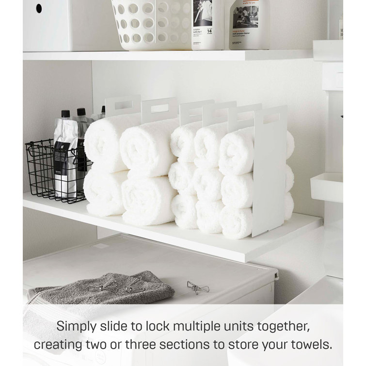 White Steel Interlocking Towel Storage Organizer with Handles