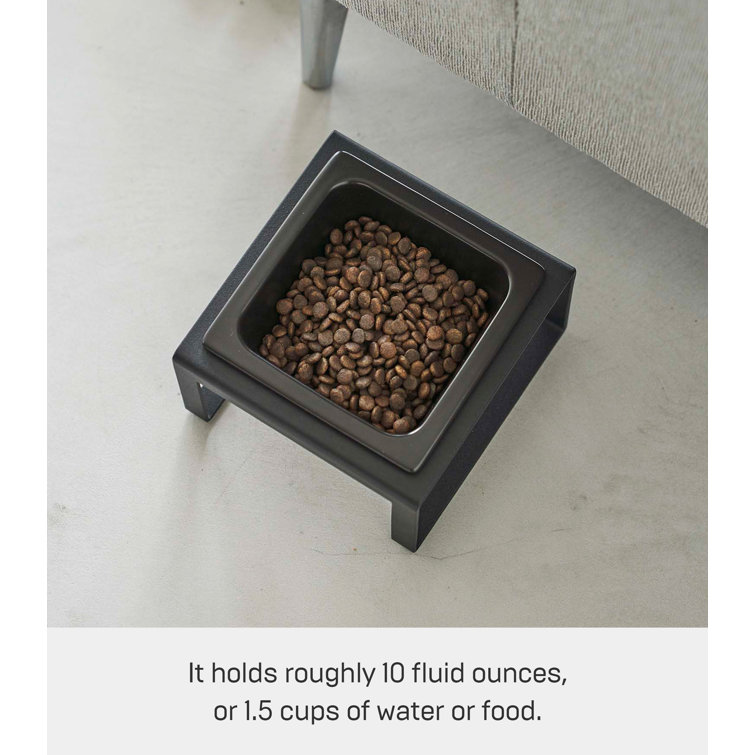 Black Ceramic Elevated Pet Bowl with Steel Stand