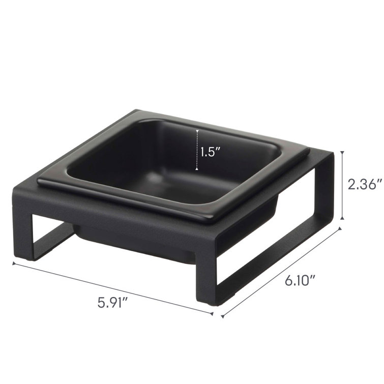 Black Ceramic Elevated Pet Bowl with Steel Stand