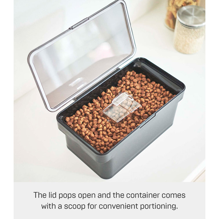 Black Airtight Plastic Pet Food Storage Container, 0.8 Gallon