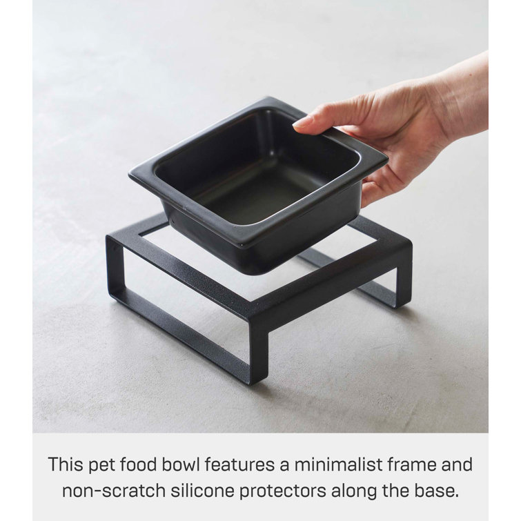 Black Ceramic Elevated Pet Bowl with Steel Stand