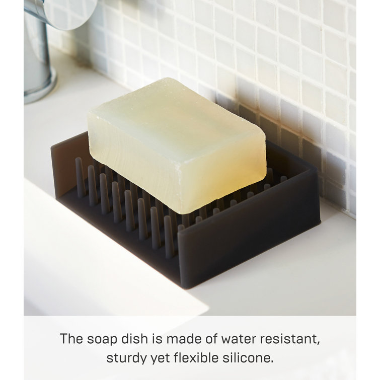 Black Silicone Self-Draining Soap Tray with Spikes