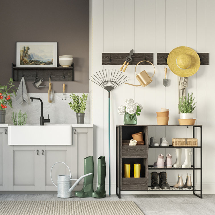 Afton Dark Brown 3-Hook Wall Mounted Coat Rack Set