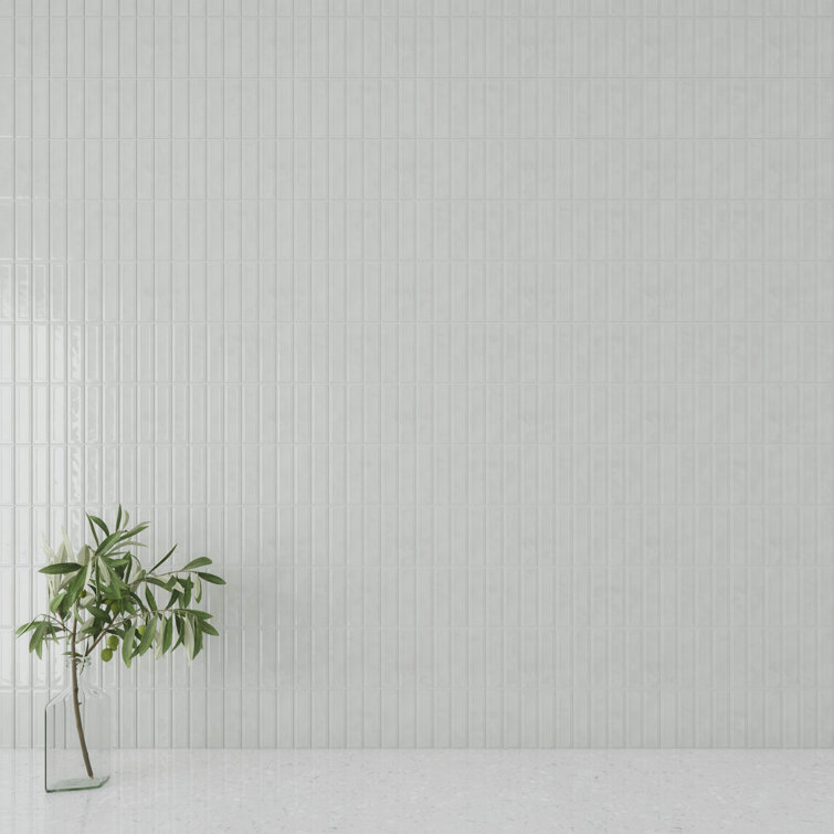 Lineas 8"x 8" White Glossy Ceramic Wall Tile