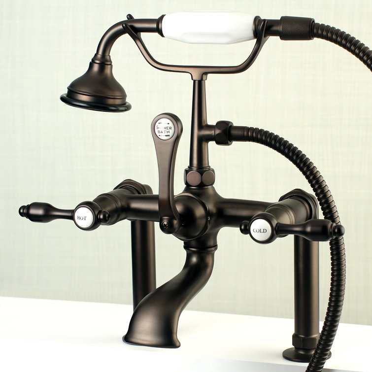 Oil Rubbed Bronze Deck Mount Clawfoot Tub Faucet with Hand Shower