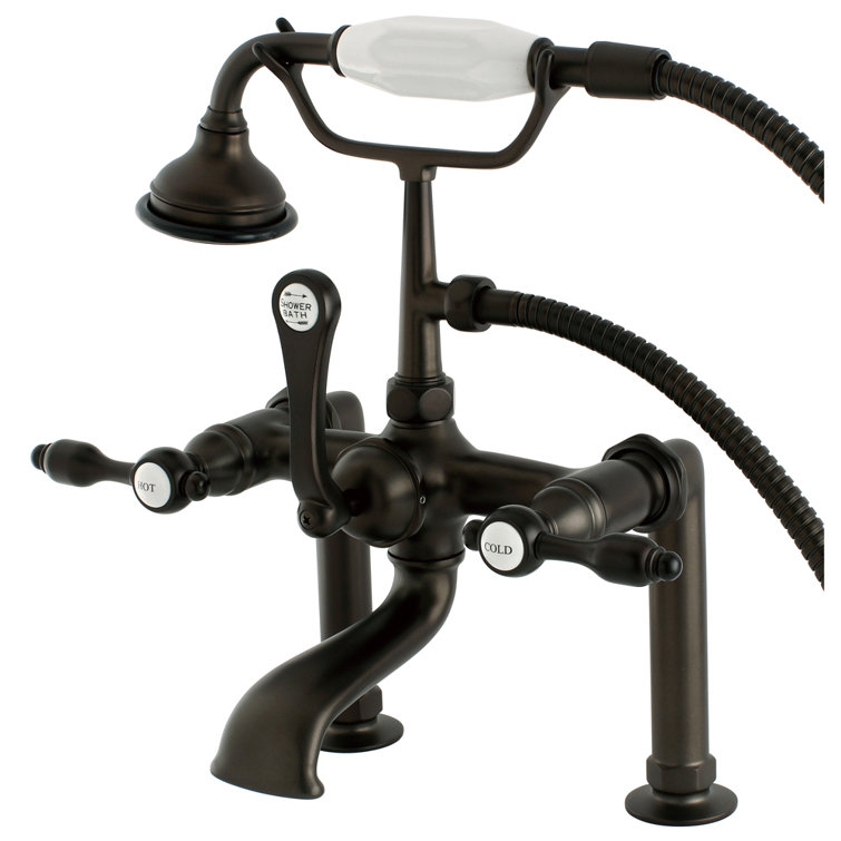 Oil Rubbed Bronze Deck Mount Clawfoot Tub Faucet with Hand Shower