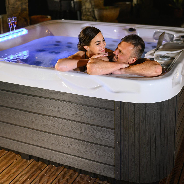 Hollywood 5-Person Ice White and Gray Hot Tub with LED Lights