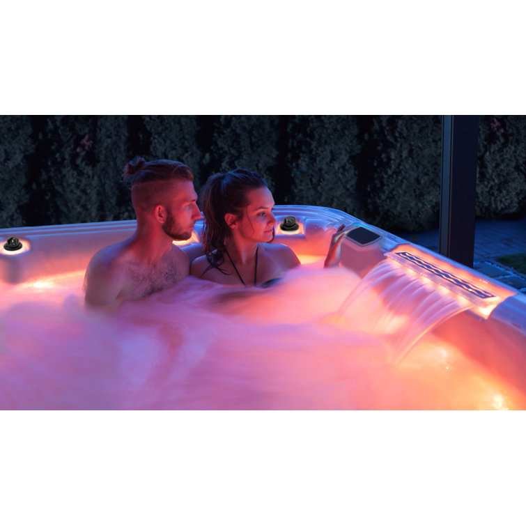 Hollywood 5-Person Ice White and Gray Hot Tub with LED Lights