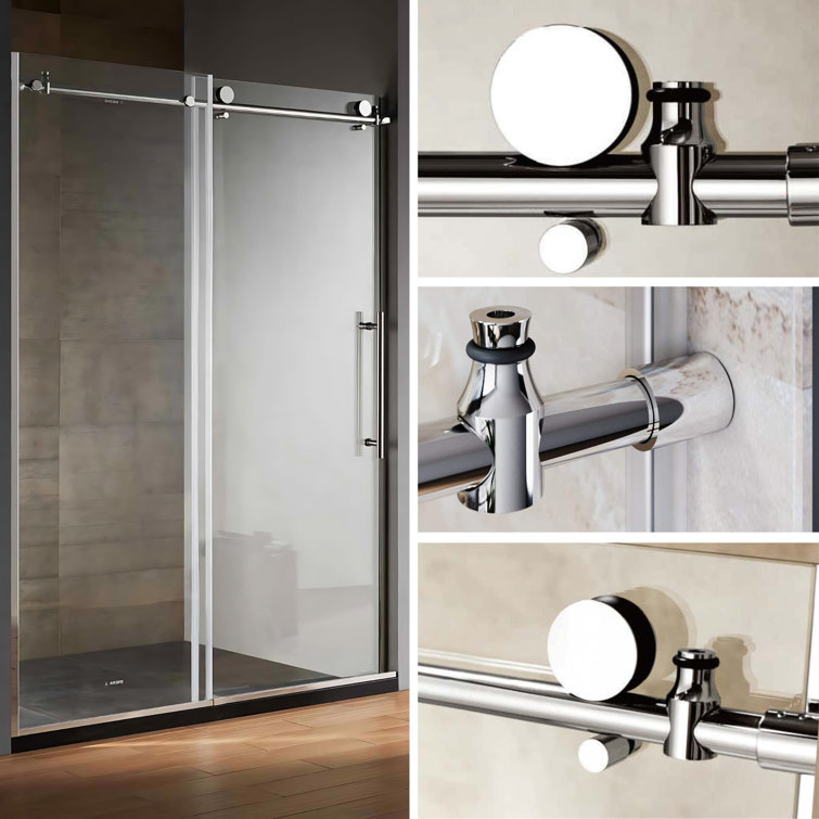 48" W x 79" H Frameless Clear Glass Shower Door with Chrome Hardware