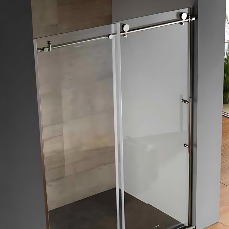 48" W x 79" H Frameless Clear Glass Shower Door with Chrome Hardware