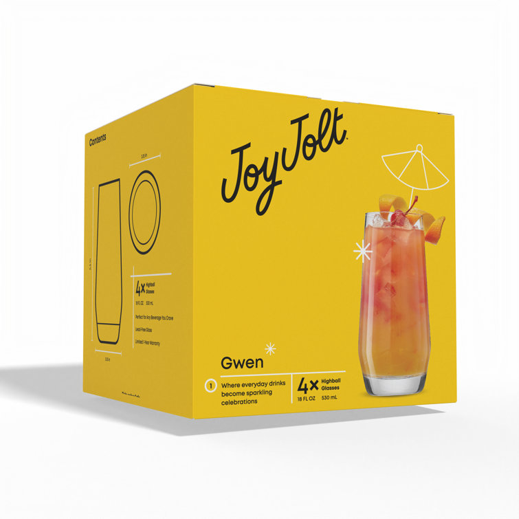 Gwen 18oz Lead-Free Crystal Highball Glass Set