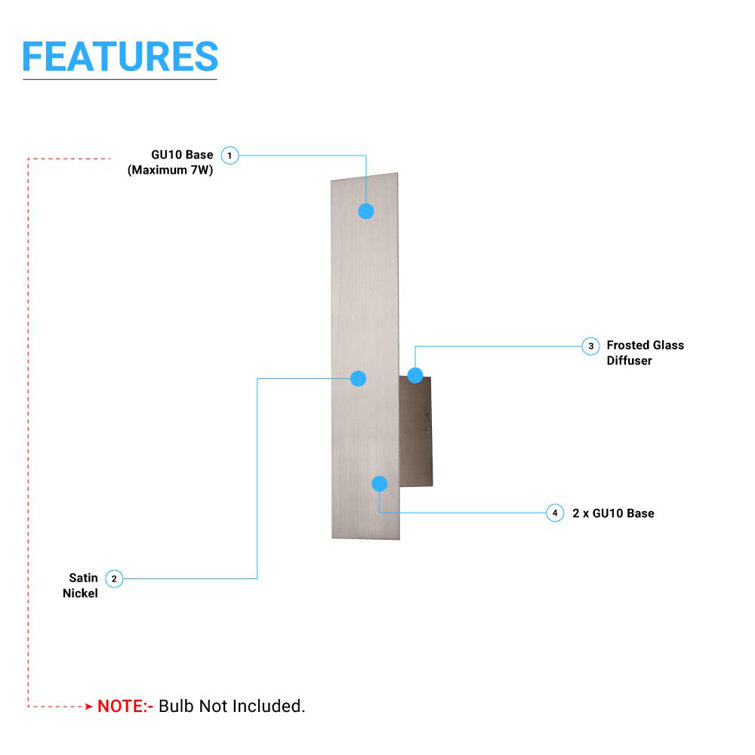 Satin Nickel Rectangular Plug-In Wall Sconce with Frosted Glass