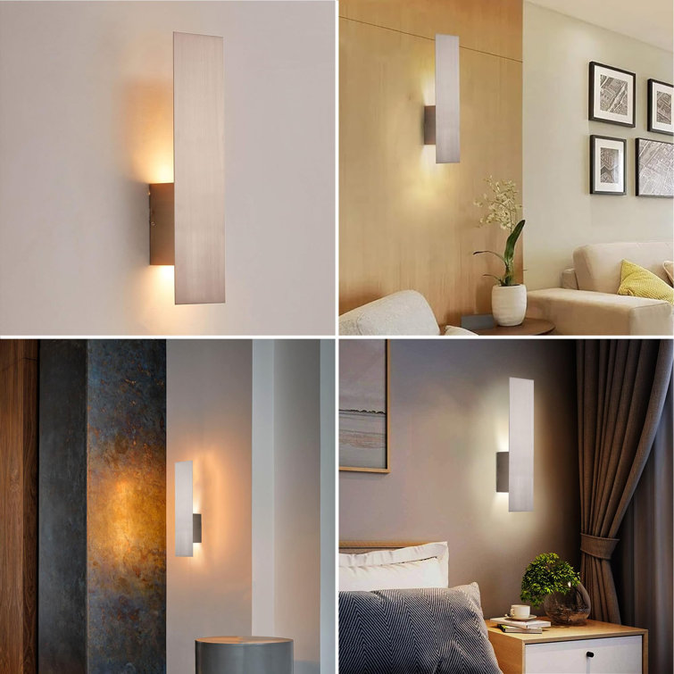 Satin Nickel Rectangular Plug-In Wall Sconce with Frosted Glass