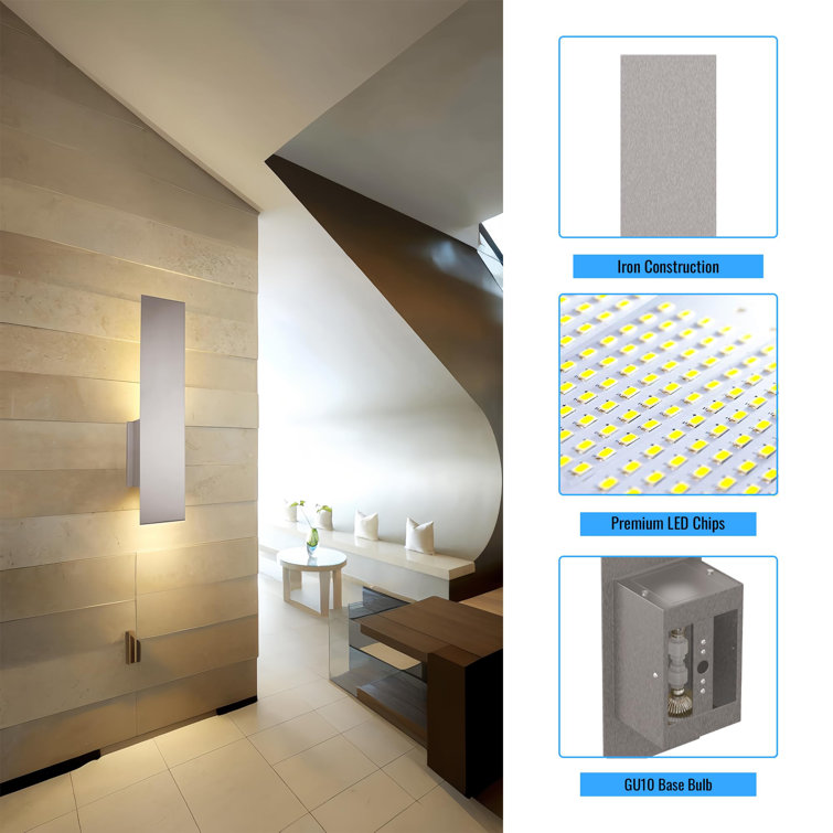 Satin Nickel Rectangular Plug-In Wall Sconce with Frosted Glass