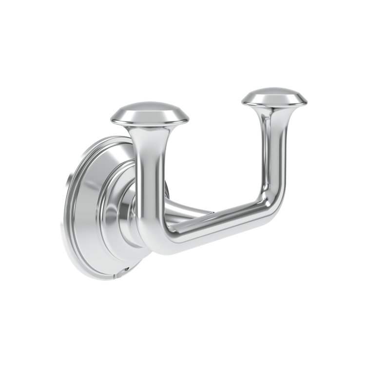 Polished Chrome Wall Mounted Double Robe and Towel Hook