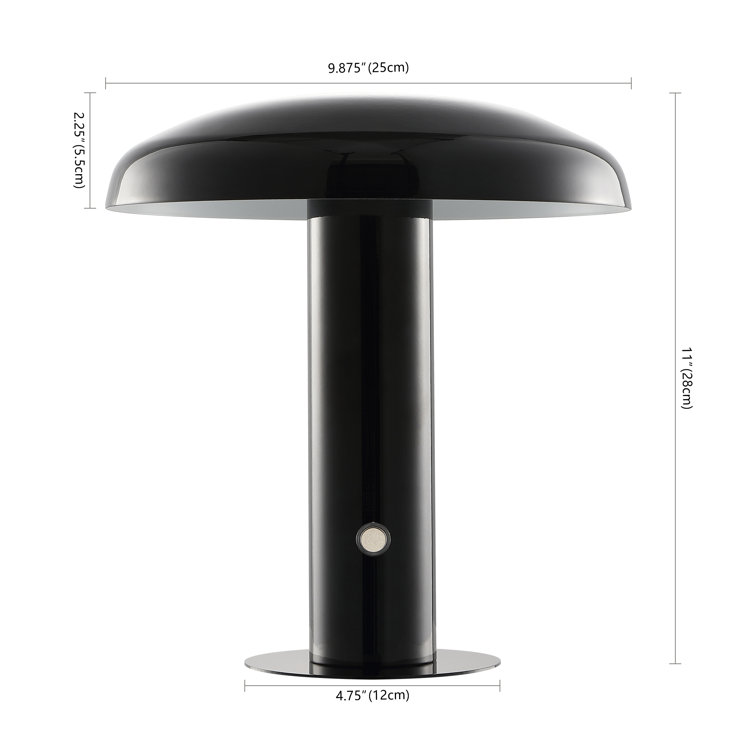 Black Cordless Touch LED Mushroom Table Lamp