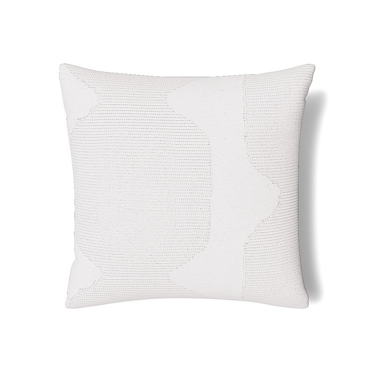 White Cotton Blend Euro Sham with Geometric Pattern