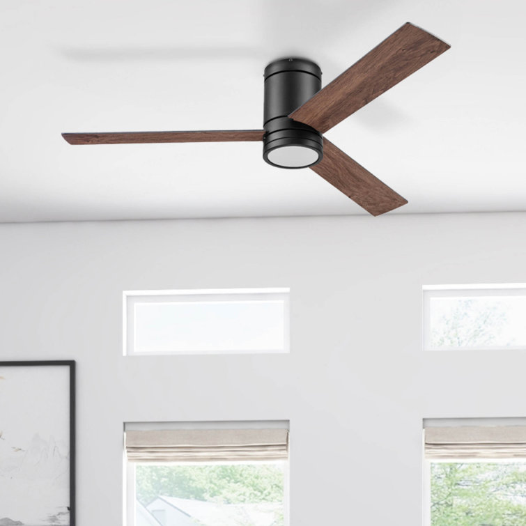 Matte Black Low Profile 52'' Ceiling Fan with LED Light