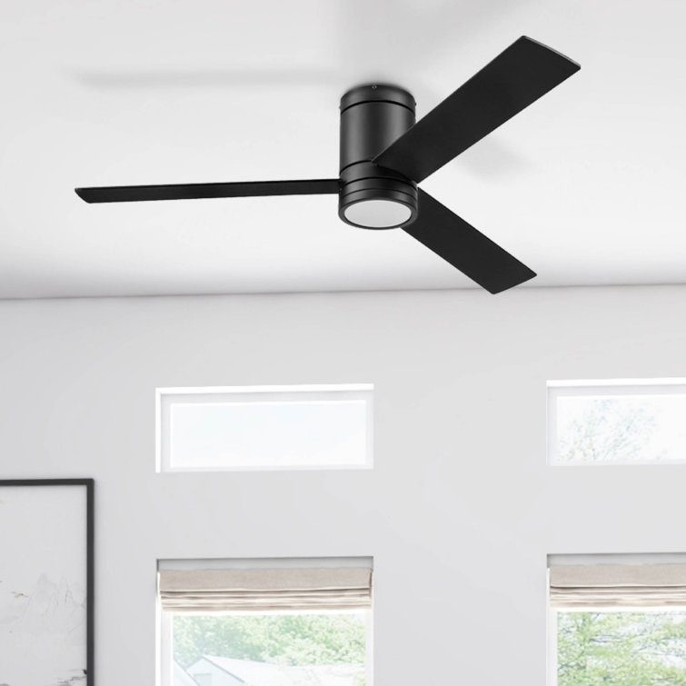 Matte Black Low Profile 52'' Ceiling Fan with LED Light