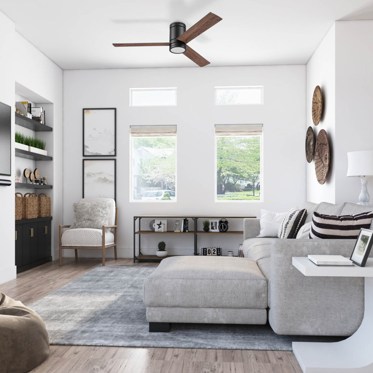 Matte Black Low Profile 52'' Ceiling Fan with LED Light