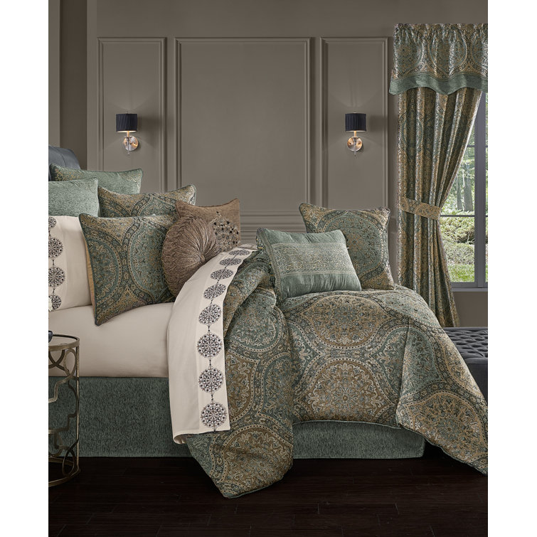 Ivory and Spa Woven Chenille California King Comforter Set