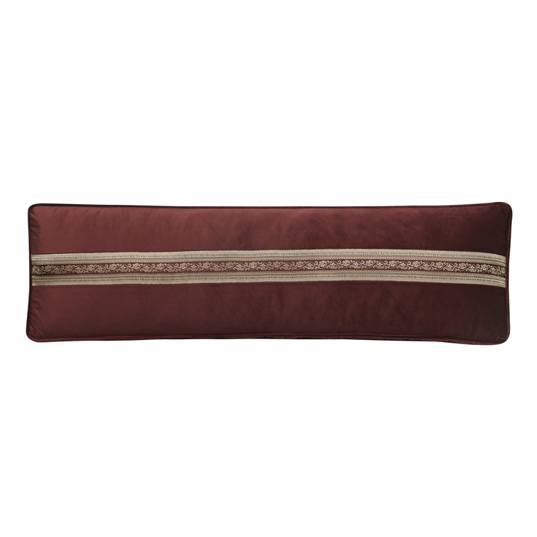 Crimson and Gold Velvet Bolster Decorative Throw Pillow