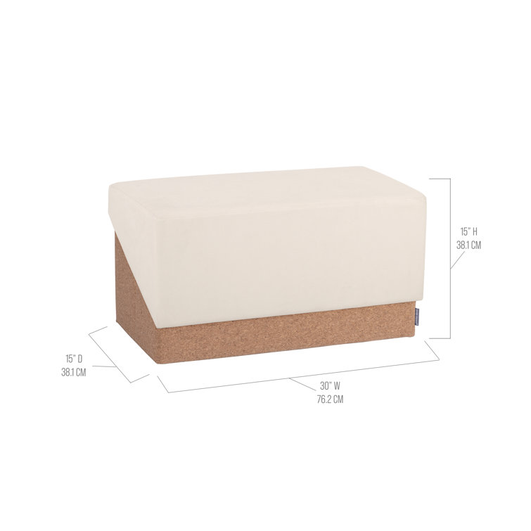 Cream and Cork Fabric Storage Trunk Ottoman with Cushion Top
