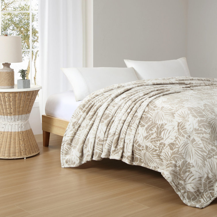 Costa Blanca Beige Twin Reversible Fleece Blanket