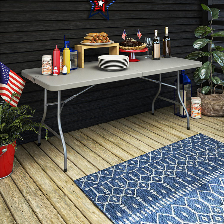 Cosco 72'' Gray Metal and Plastic Folding Table