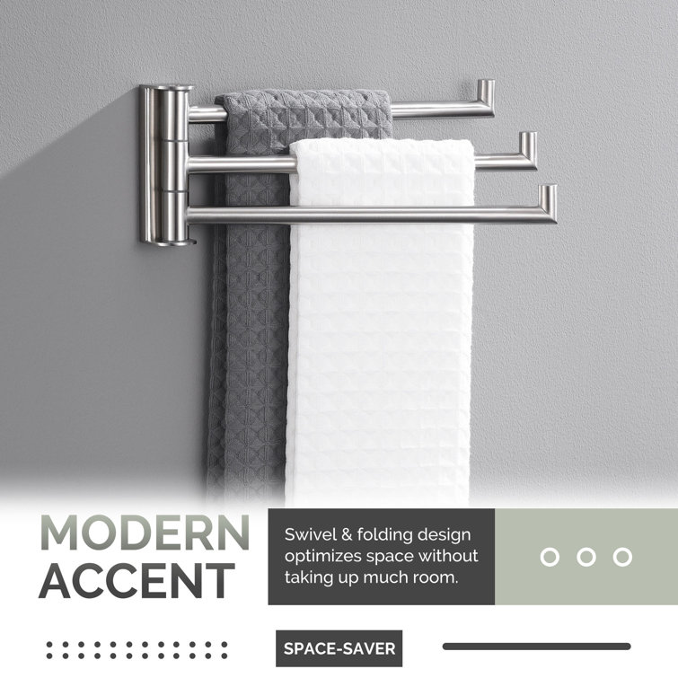 Brushed Nickel Wall Mounted 3-Arm Swivel Towel Bar