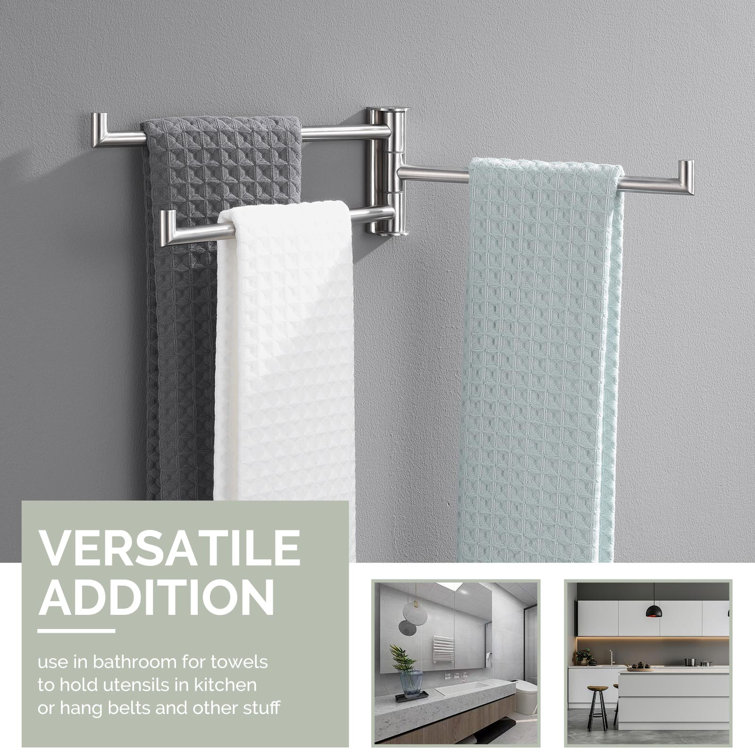 Brushed Nickel Wall Mounted 3-Arm Swivel Towel Bar