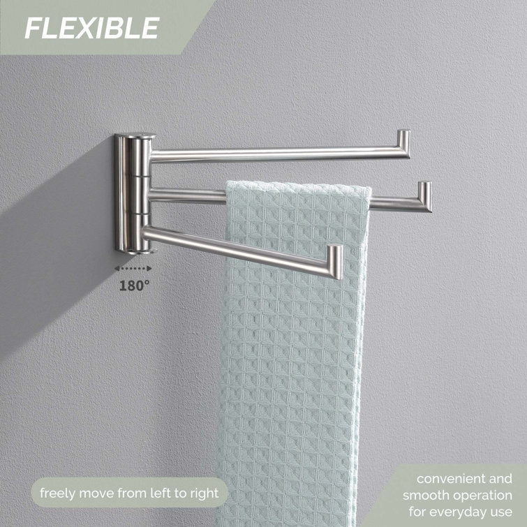 Brushed Nickel Wall Mounted 3-Arm Swivel Towel Bar