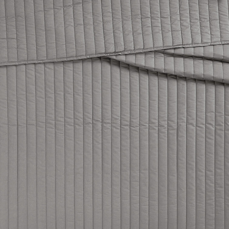 Gray King Cotton Percale Quilt Set with Shams