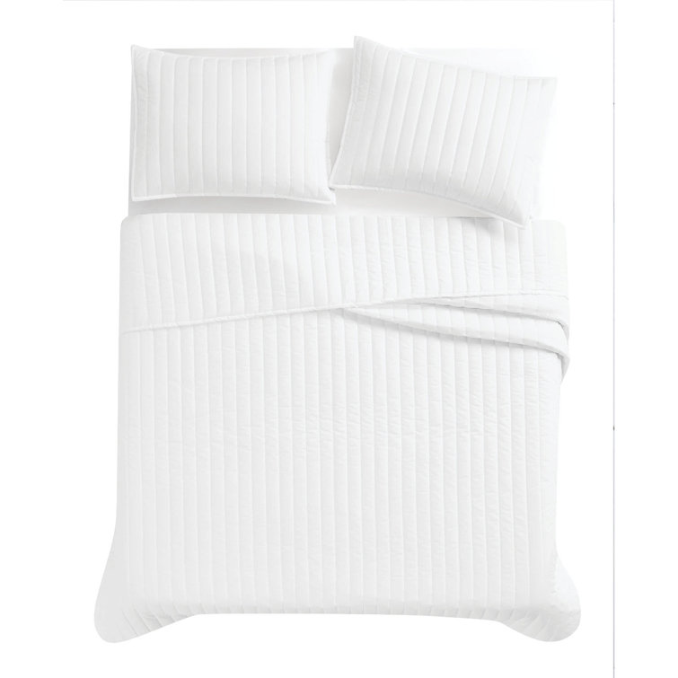 White Full Cotton Quilt Set with Polyfill