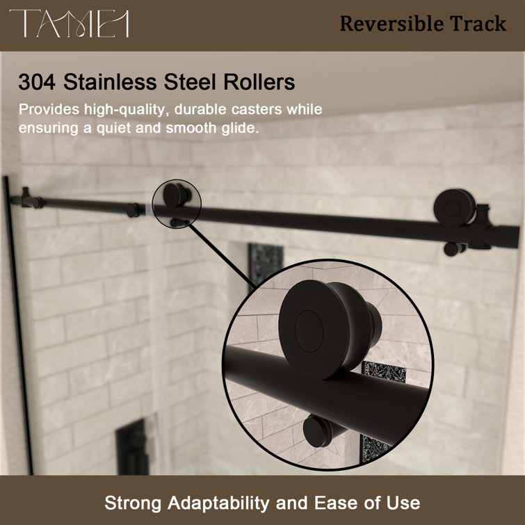60'' Matte Black Semi-Frameless Sliding Tub Door with Clear Glass