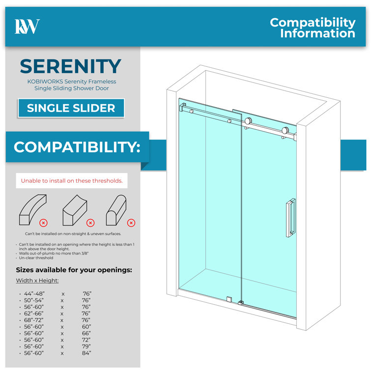 60-Inch Chrome Frameless Double Sliding Shower Door with Clear Glass