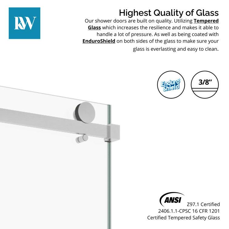 60-Inch Chrome Frameless Double Sliding Shower Door with Clear Glass
