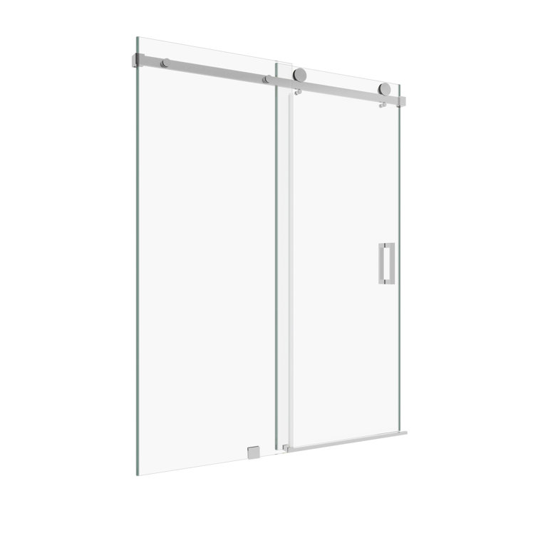 60-Inch Chrome Frameless Double Sliding Shower Door with Clear Glass